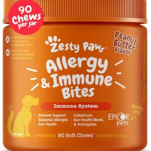 Zesty Paws Dog Allergy Relief Chews, Dog Probiotics for Itchy Skin and Ears
